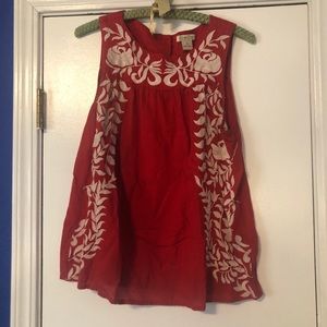 Red Lucky Brand M Embroidered top